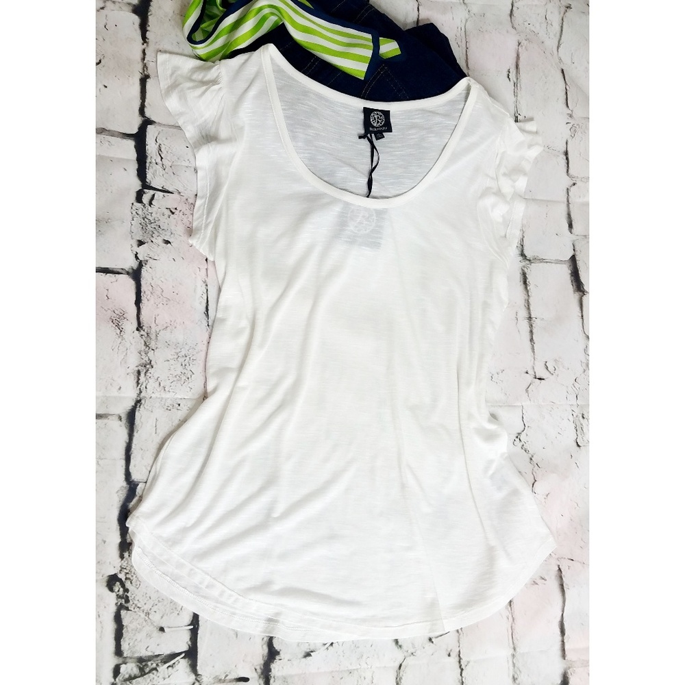 Bobeau Flowy Cap Sleeve  semi-sheer Top sz XL